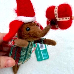 World Market Dachshund wiener dog Christmas Ornament New Lambs Wool